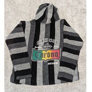 Corona Extra Baja Hoodie Mens XL Black Grey Striped Beach Club Mexico Drug Rug